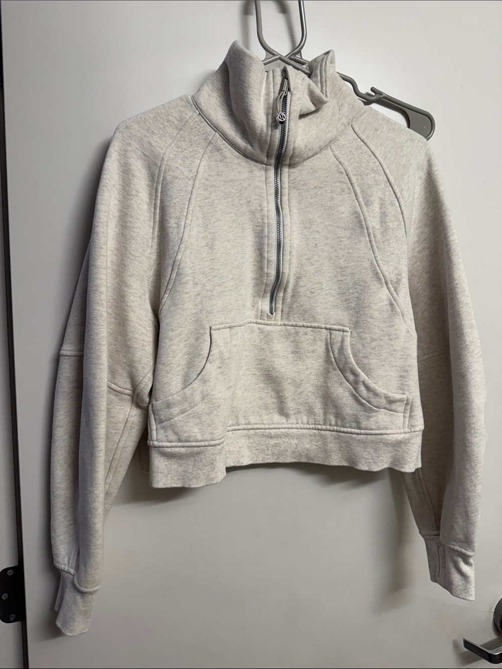 lululemon athletica Heathered Cream Half-Zip Cropped Pullover